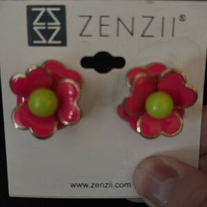 NWT Zenzii pink flower earrings